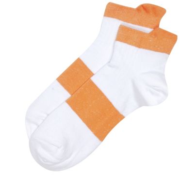 White orange block stripe trainer socks